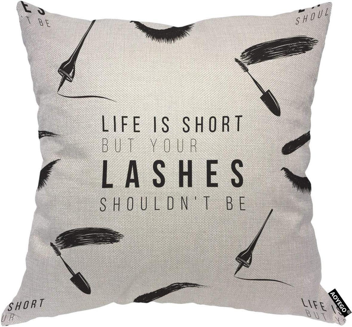 Beauty Makeup Quotes Funny - Grappige wimpers quote kussenhoes, het leven