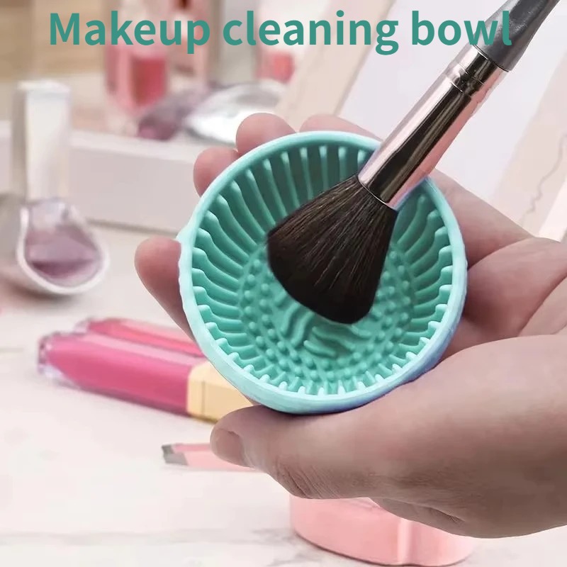 Beauty Makeup Eyeshadow - Zachte siliconen make-upborstelreiniger met opvouwbare poederpuff