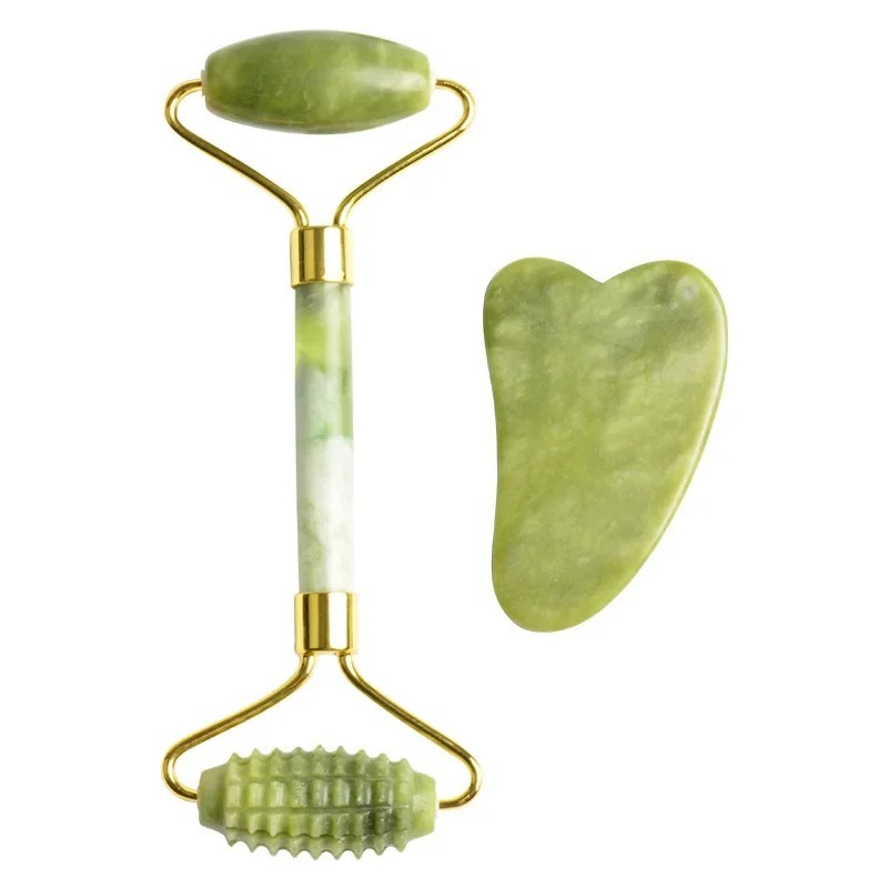 Jade Roller Gua Sha - Gezichtsjade Massage Roller Set Guasha Board