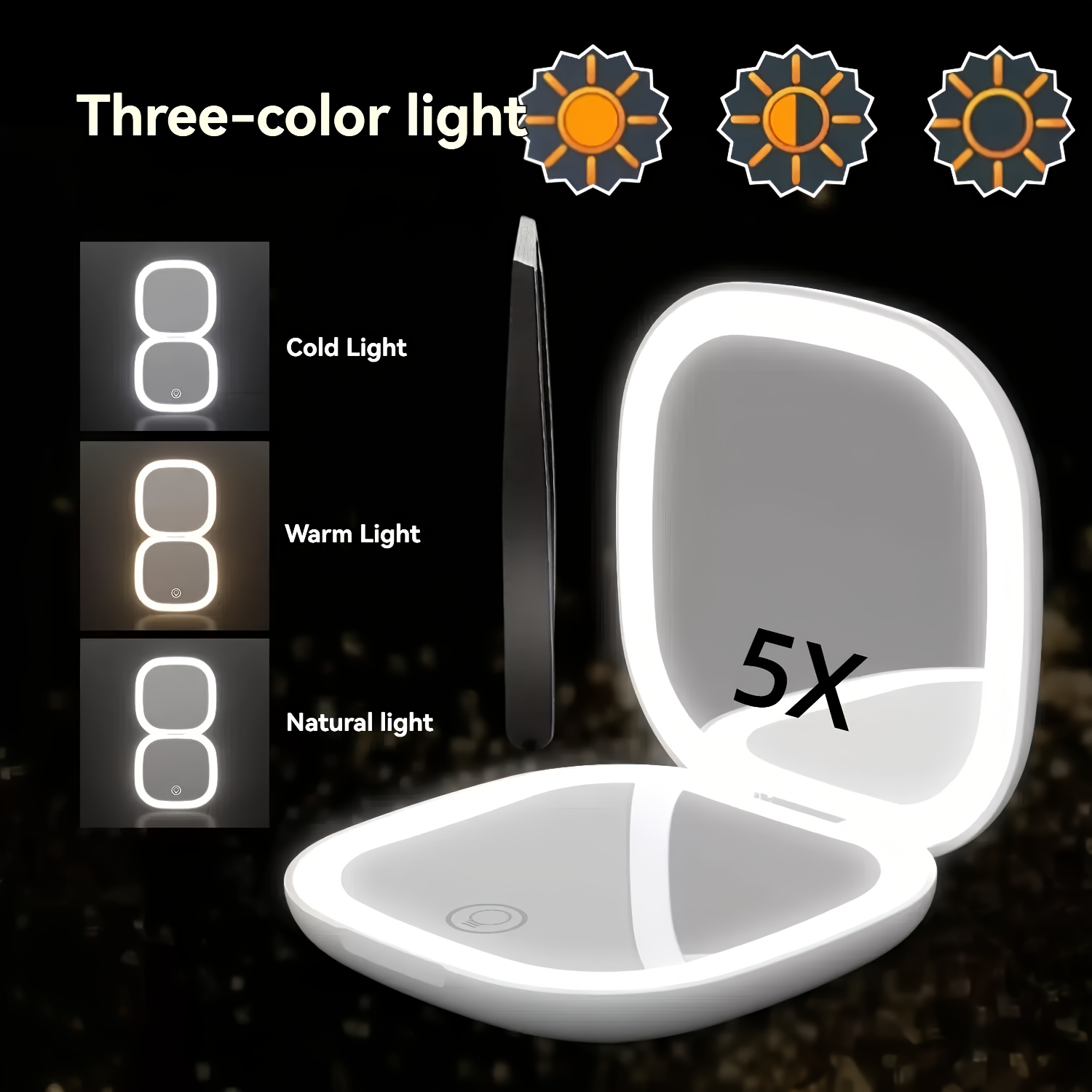 Beauty Makeup Definition - 5x dubbelzijdige vergrotende make-upspiegel met verlichting,