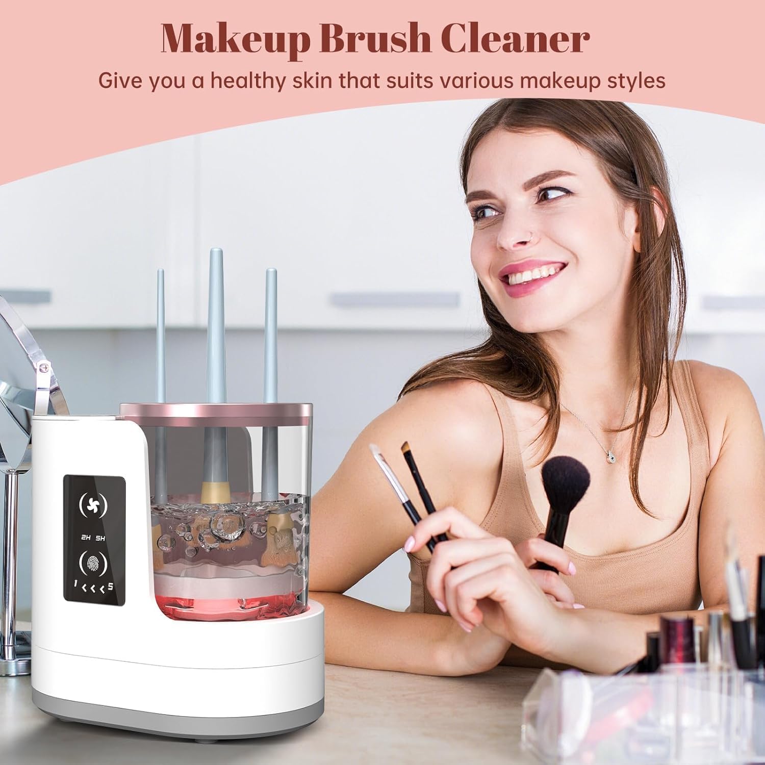 Beauty Makeup Tool - Automatische roterende make-upborstelreinigingsmachine, snel drogend, elektrisch,