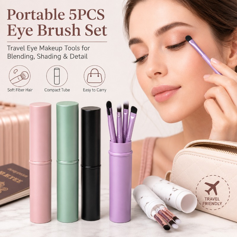 Beauty Makeup Youtube - Mini-oogkwastenset met compacte tube, 5 stuks