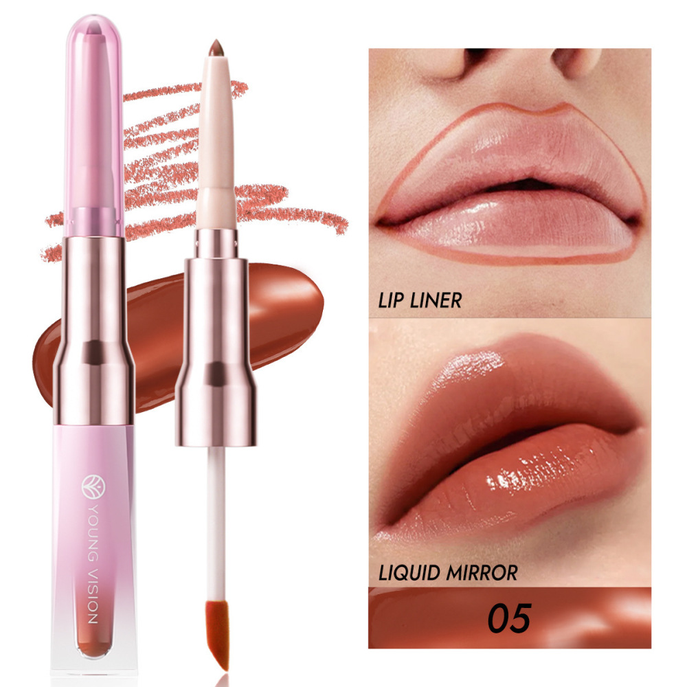 Beauty Makeup Definition - Dubbelzijdig Lippenpotlood Met Spiegel, Glanzende Lipgloss,